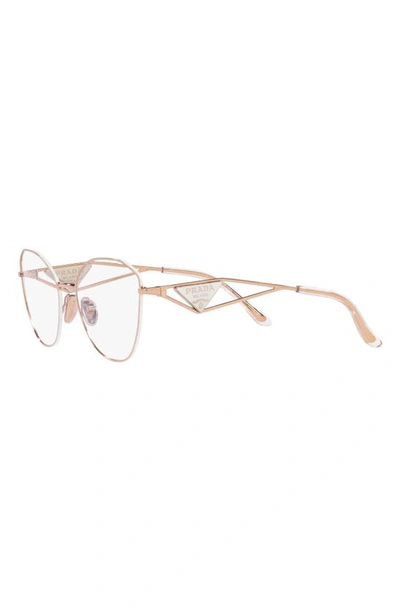 Shop Prada 55mm Round Optical Glasses In Pink Gold