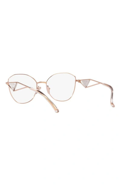 Shop Prada 55mm Round Optical Glasses In Pink Gold