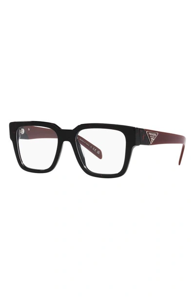 Shop Prada 54mm Square Optical Glasses In Black Marble