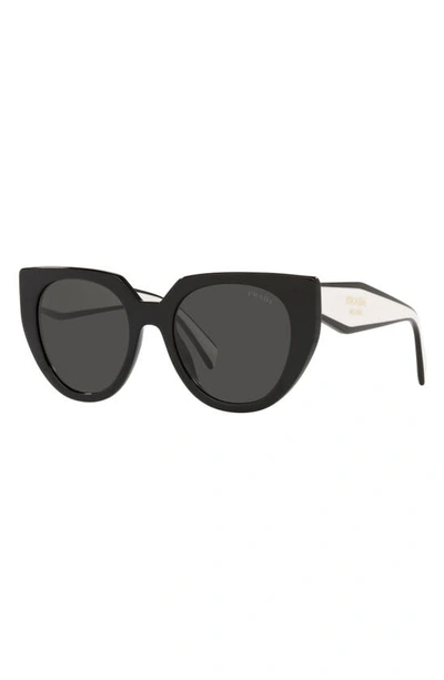 Prada Pr 14ws 09q5s0 52mm Womens Cat-eye Sunglasses In Black