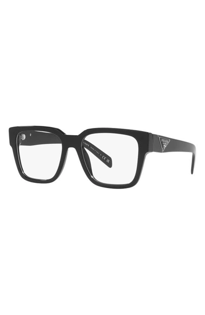 Prada 54mm Square Optical Glasses In Black