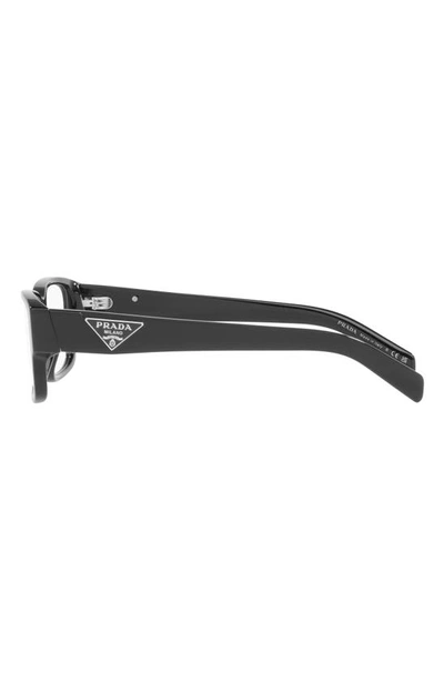 Prada 55mm Rectangular Optical Glasses In Black