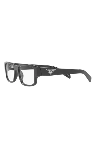 Prada 55mm Rectangular Optical Glasses In Black
