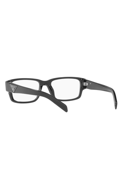 Prada 55mm Rectangular Optical Glasses In Black