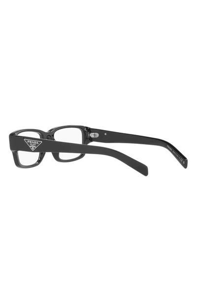 Prada 55mm Rectangular Optical Glasses In Black