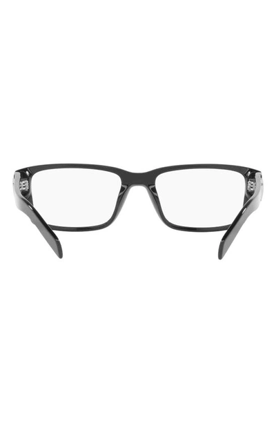 Prada 55mm Rectangular Optical Glasses In Black