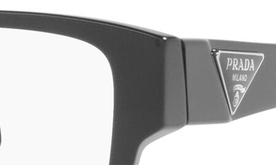 Prada 55mm Rectangular Optical Glasses In Black