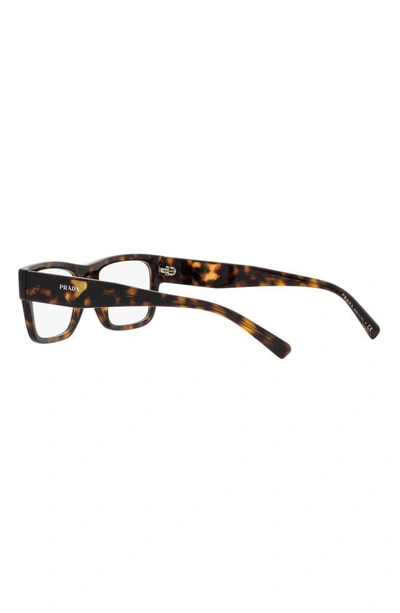 Prada 54mm Rectangular Optical Glasses In Havana