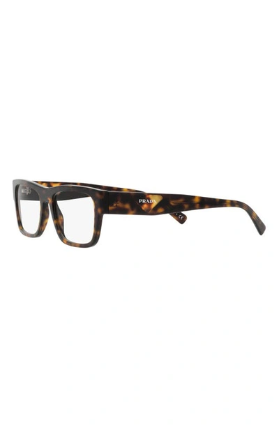 Prada 54mm Rectangular Optical Glasses In Havana