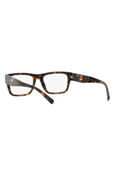 Prada 54mm Rectangular Optical Glasses In Havana