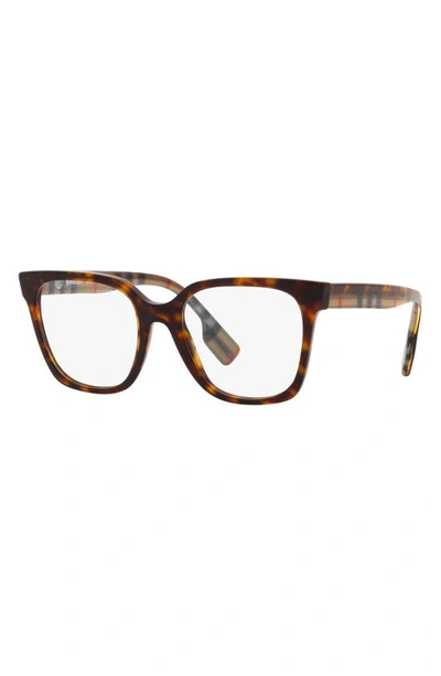 Burberry Evelyn 52mm Square Optical Glasses In Dark Havana