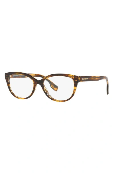 Shop Burberry Esme 52mm Square Optical Glasses In Striped Brown