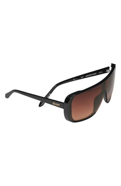 Shop Quay Center Stage 49mm Gradient Shield Sunglasses In Black/ Chocolate Paprika