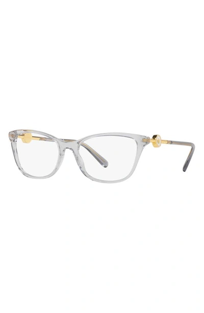 Shop Versace 55mm Cat Eye Optical Glasses In Transparent Grey