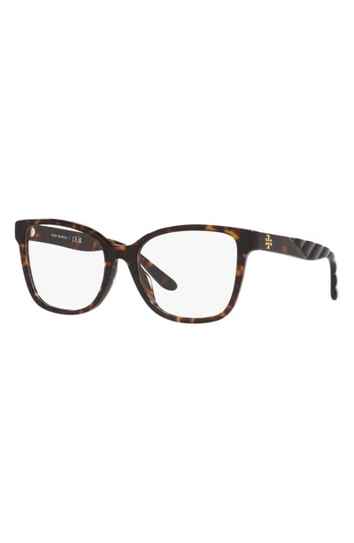 Tory Burch 55mm Oval Optical Glasses In Dark Tort