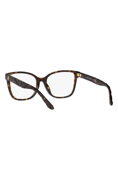 Shop Tory Burch 55mm Oval Optical Glasses In Dark Tort