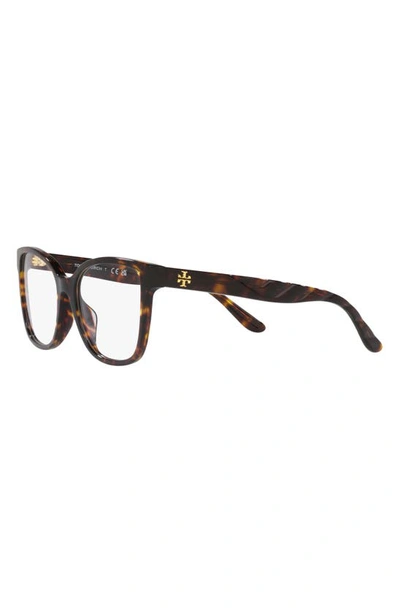 Shop Tory Burch 55mm Oval Optical Glasses In Dark Tort