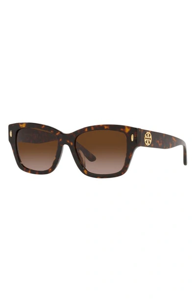 Tory Burch 53mm Gradient Rectangular Sunglasses In Dark Tort