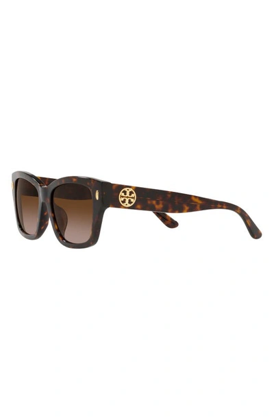 Shop Tory Burch 53mm Gradient Rectangular Sunglasses In Dark Tort