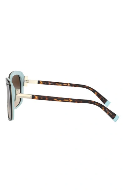 Shop Tiffany & Co 57mm Gradient Square Sunglasses In Blue Havana