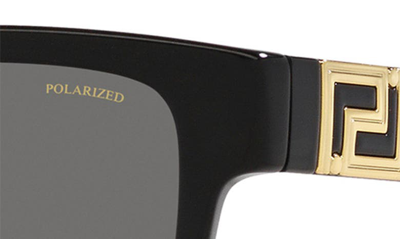 Shop Versace 54mm Polarized Rectangular Sunglasses In Black
