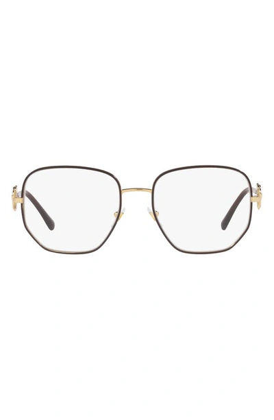 Shop Versace 54mm Irregular Square Optical Glasses In Bordeaux