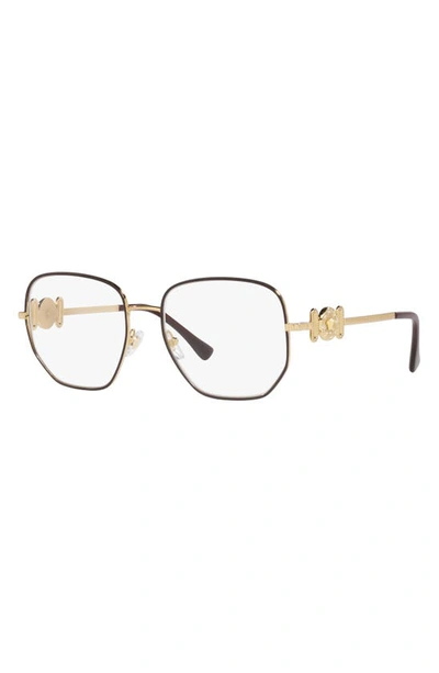 Shop Versace 54mm Irregular Square Optical Glasses In Bordeaux