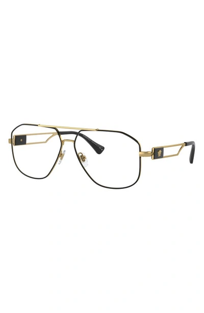 Shop Versace 59mm Pilot Optical Glasses In Black Gold