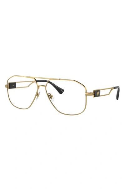 Shop Versace 57mm Pilot Optical Glasses In Gold