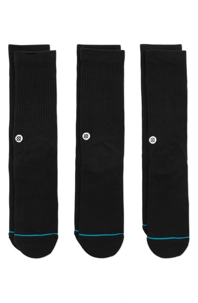 Shop Stance Icon 3-pack Socks In Black