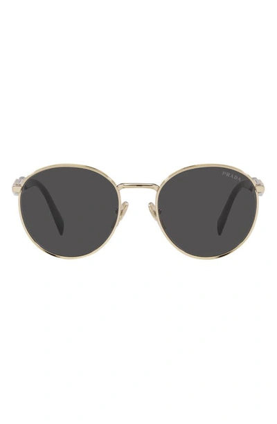 Prada Round Logo Mixed media Sunglasses In Gold gray Solid ModeSens