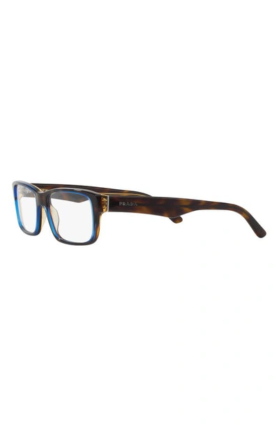 Shop Prada 57mm Rectangular Optical Glasses In Blue Tort