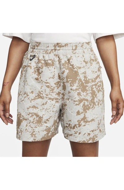 Shop Nike Acg Print Shorts In Light Iron Ore/ Summit White