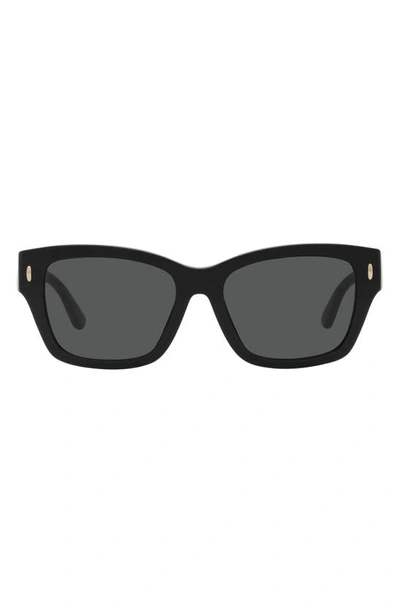 Shop Tory Burch 53mm Rectangular Sunglasses In Black