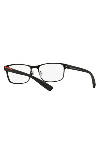 Prada 55mm Rectangular Optical Glasses In Rubber Black