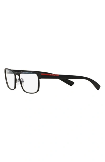 Prada 55mm Rectangular Optical Glasses In Rubber Black