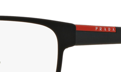 Prada 55mm Rectangular Optical Glasses In Rubber Black