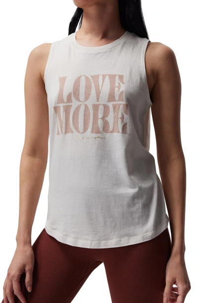 Shop Spiritual Gangster Love More Cotton & Modal Muscle Tank In White Sand