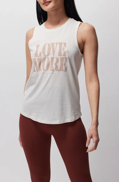 Shop Spiritual Gangster Love More Cotton & Modal Muscle Tank In White Sand