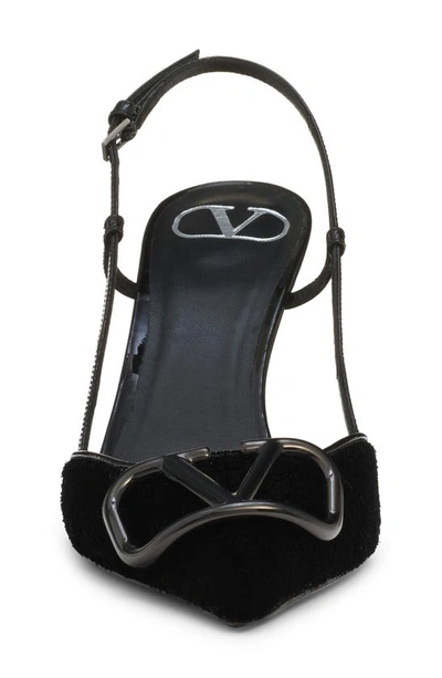 Shop Valentino Vlogo Signature Pointed Toe Slingback Pump In 0no Nero