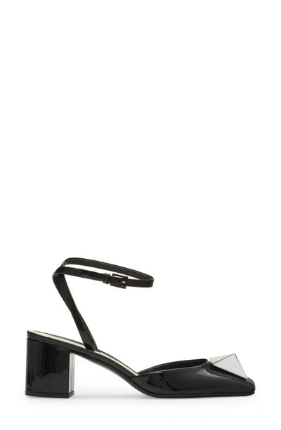 Shop Valentino One Stud Ankle Strap Sandal In K97 Nero/ Bianco/ Nero