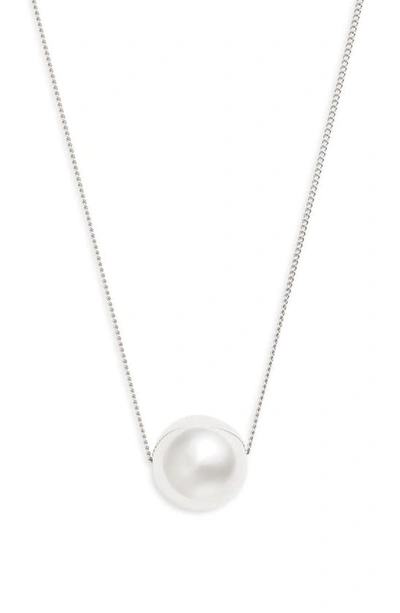 Shop Jenny Bird Aurora Imitation Pearl Pendant Necklace In High Polish Silver