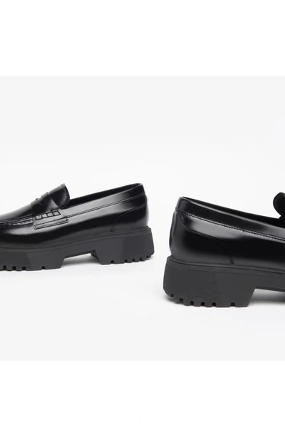 Shop Nerogiardini Lug Sole Penny Loafer In Black