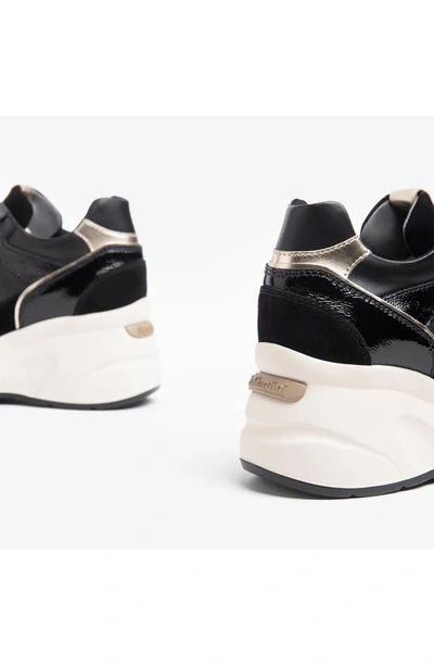 Nerogiardini Mixed Media Platform Wedge Sneaker In Black