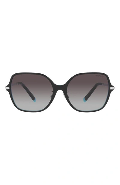 Shop Tiffany & Co 57mm Gradient Pillow Sunglasses In Black Blue