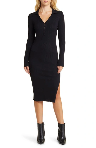 Shop Vero Moda Milla Long Sleeve Body-con Rib Sweater Dress In Black