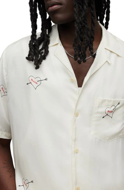 Shop Allsaints Bow Short Sleeve Button-up Shirt In Ecru