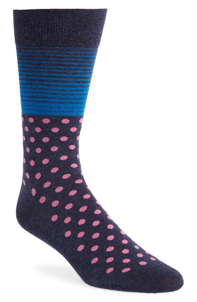 Shop Cole Haan Stripe & Dot Socks In Dark Denim Heather