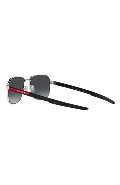 Shop Prada 57mm Polarized Gradient Rectangular Sunglasses In Silver
