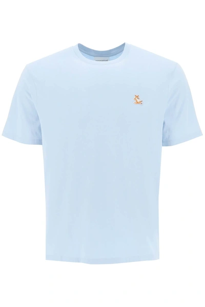 Shop Maison Kitsuné Chillax Fox T Shirt In Light Blue